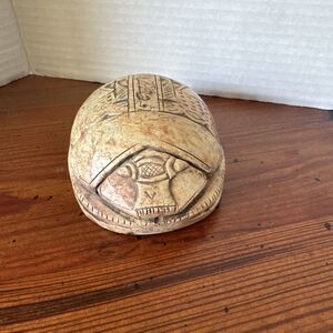 Vintage Egyptian Hand Carved Stone Scarab Beetle Hieroglyphics Paper Weight